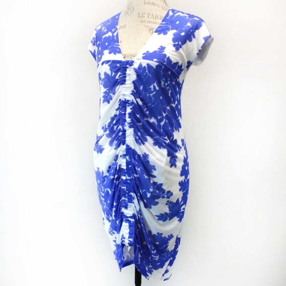 Thakoon fairy babydoll rushed lined dress blue modal with silk lining xs